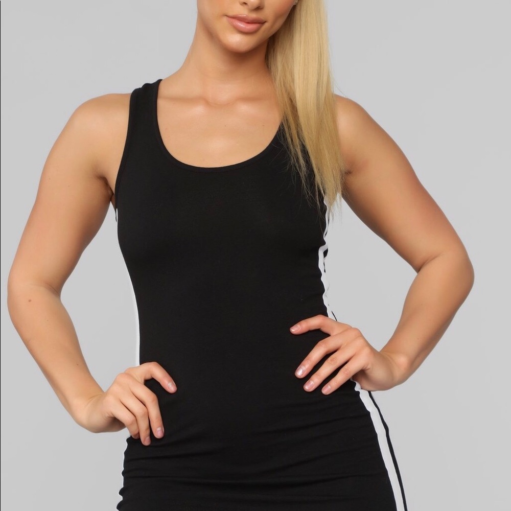 Black striped dress